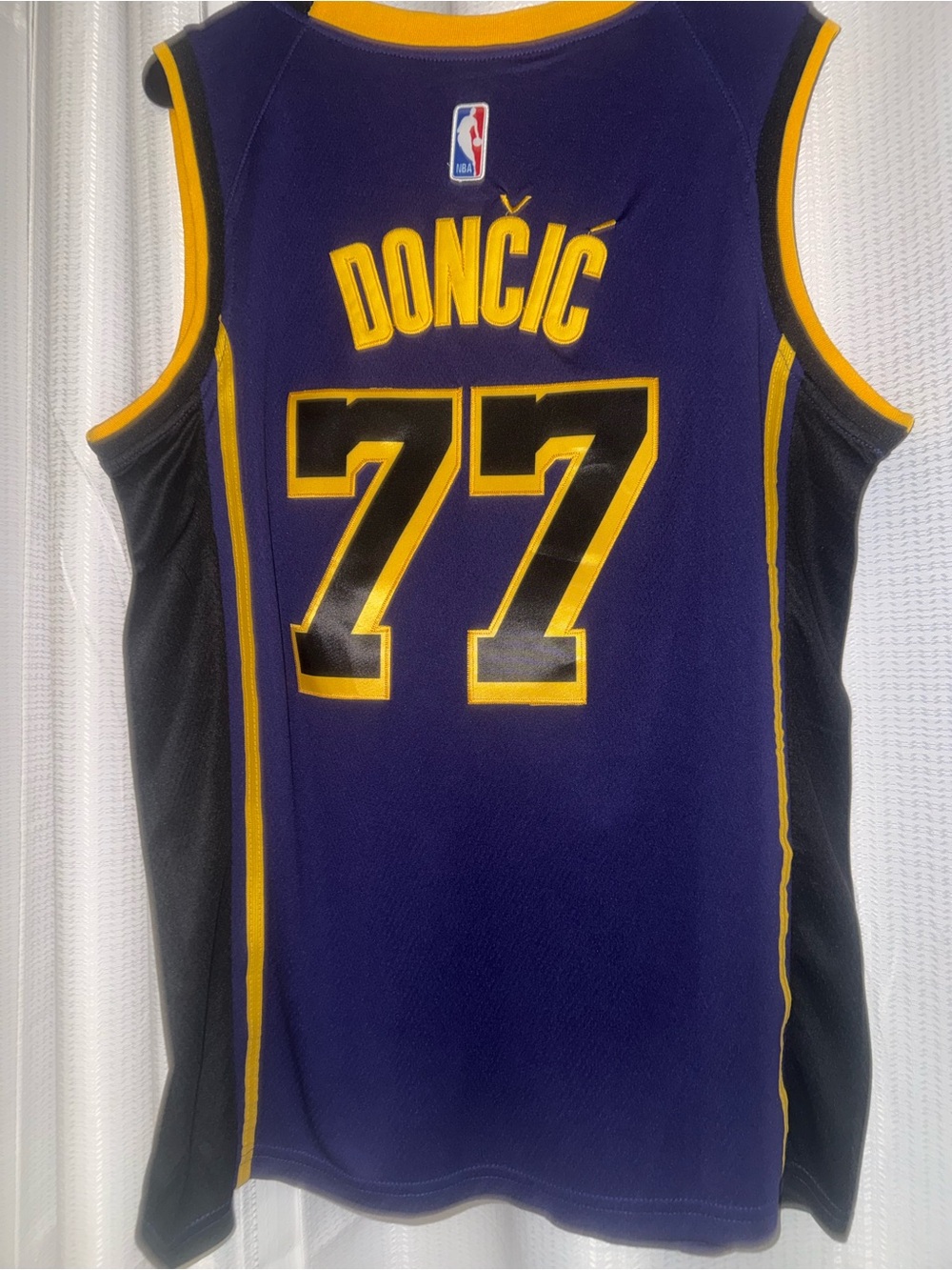 Jordan Luka Dončić #77 Purple and Black Jersey with Gold Accents